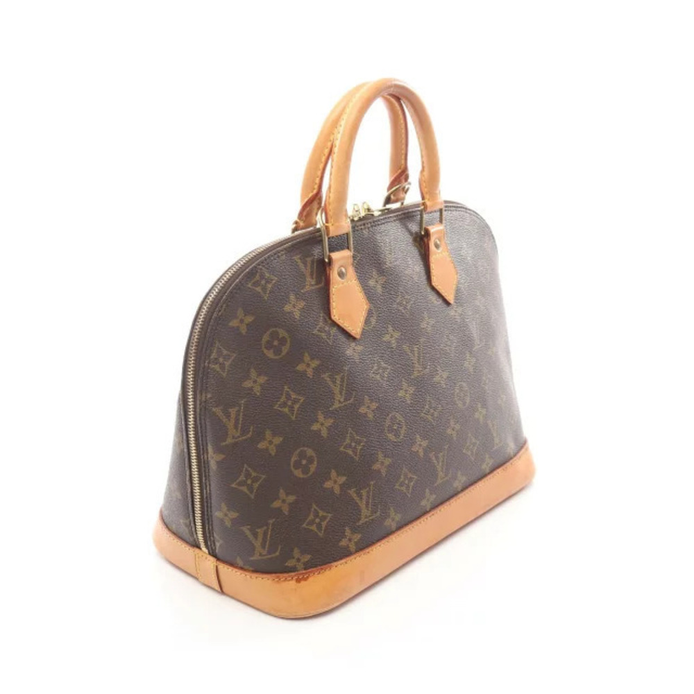 Louis Vuitton Handbag Monogram Leather Canvas Brown Alma Brown